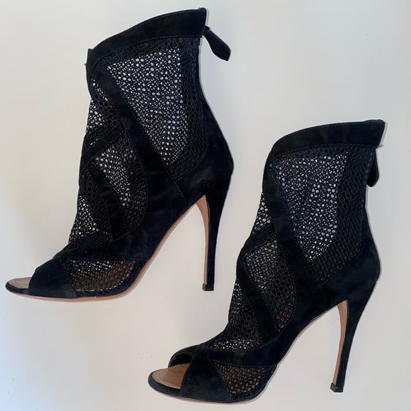 Alaia suede and mesh peep toe heels - Picture 6 of 10